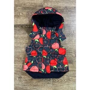 Joe Fresh Kids Girls Navy Apple Puffer Vest Detachable Hood 6-12 Months